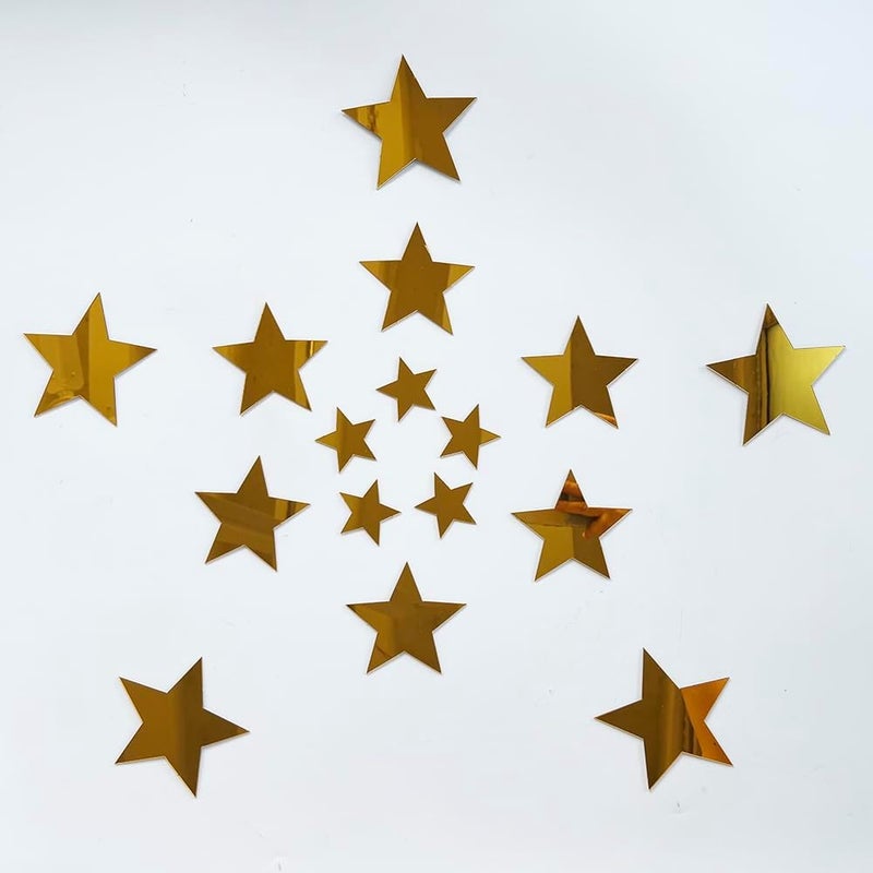 TVPHLLY 40Pcs 3D Old Gold Stars Acylic Wall Stickers with Adhesive Art Decal Satin Paper Baby Kids Bedroom Home DIY Decor Removable Stickers (Star Gold 2) - Image 4
